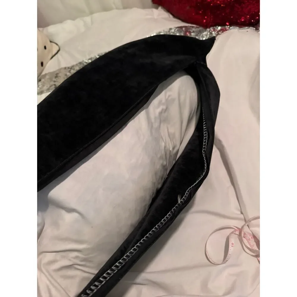 M. Magaschoni designer black velvet feather lumbar pillow accent/skulls bling